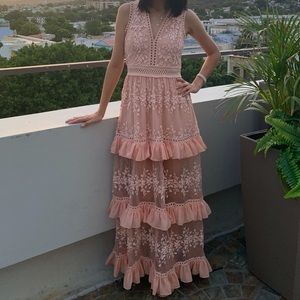 Gorgeous Elegant Pink Dress XSmall Embroider Flowers XS